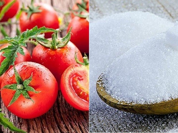 Cà chua và đường giúp trị mụn lưng cho bà bầu