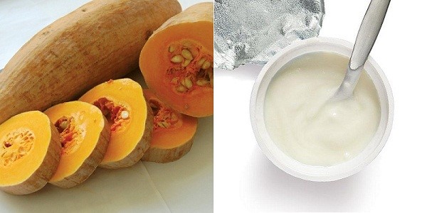Dưỡng trắng da sau sinh bí đỏ và sữa chua